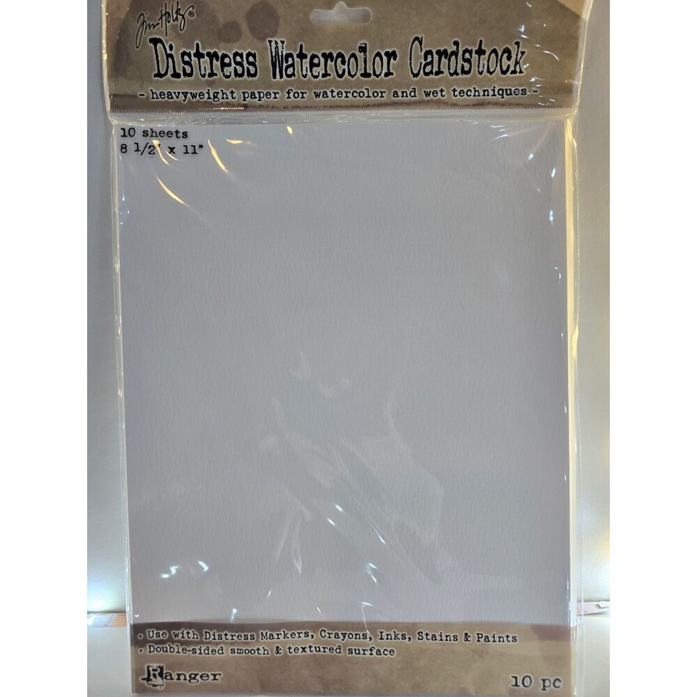 Tim Holtz Ranger Distress Watercolor Cardstock 8.5x11 118lb 10 Sheets New